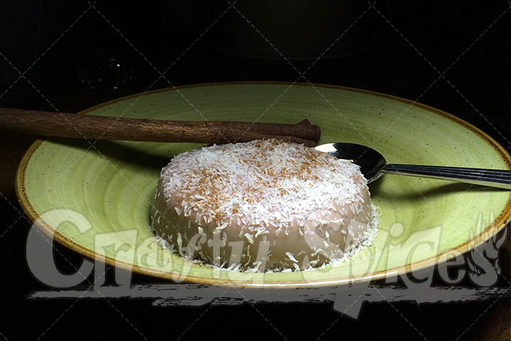 Chocolate Custard Topped with Shredded Coconut