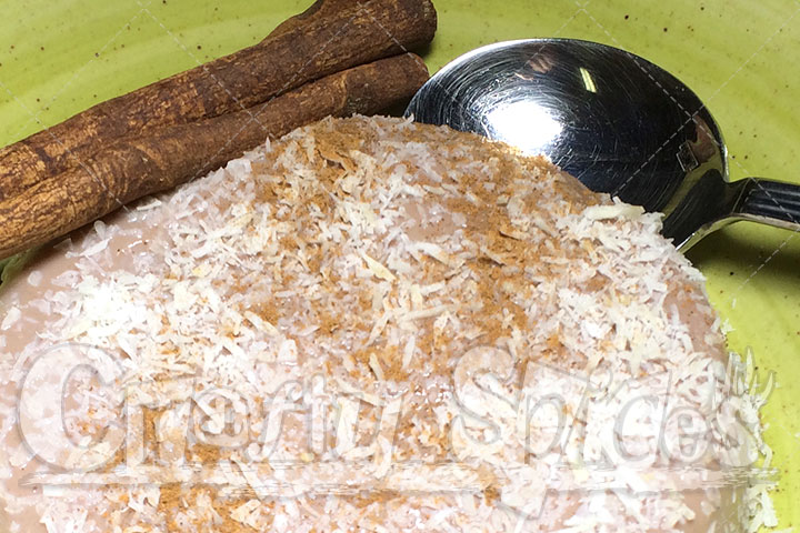 Chocolate Custard Topped with Shredded Coconut