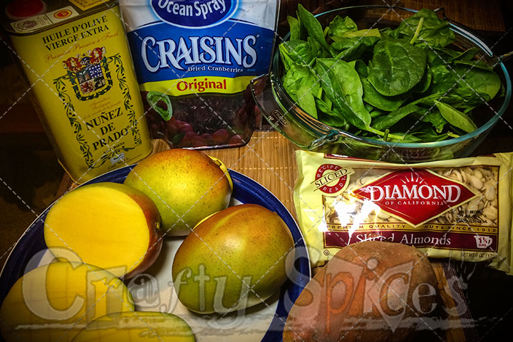 Spinach Mango Sweet Potato Salad - Ingredients 