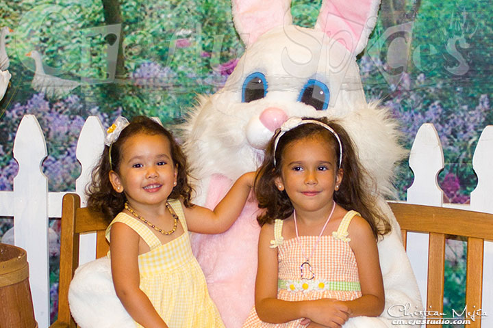 Kira and Kaylee with the Easter Bunny - Easter Sunday 2015 