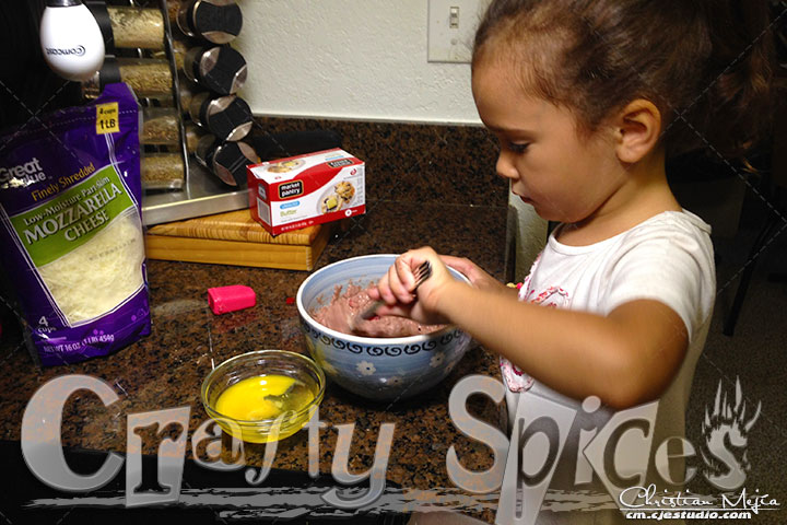 Kira mixing Red Beans Patties