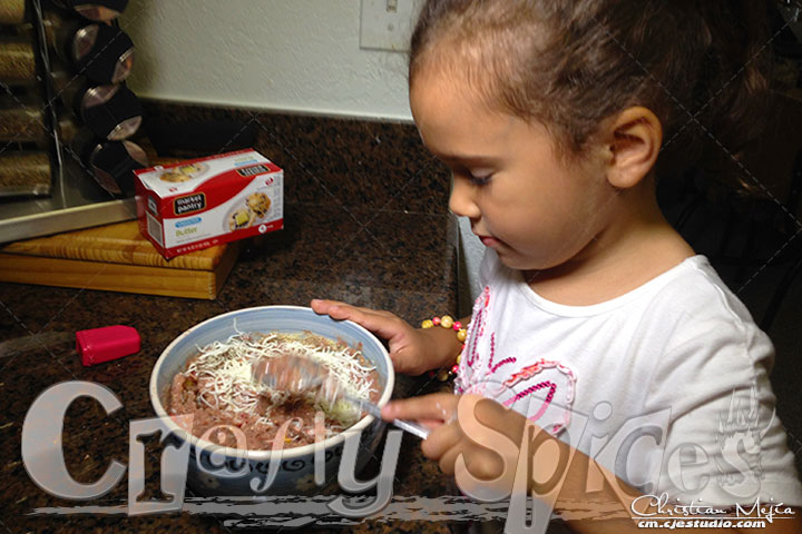 Kira cooking Red Beans Patties