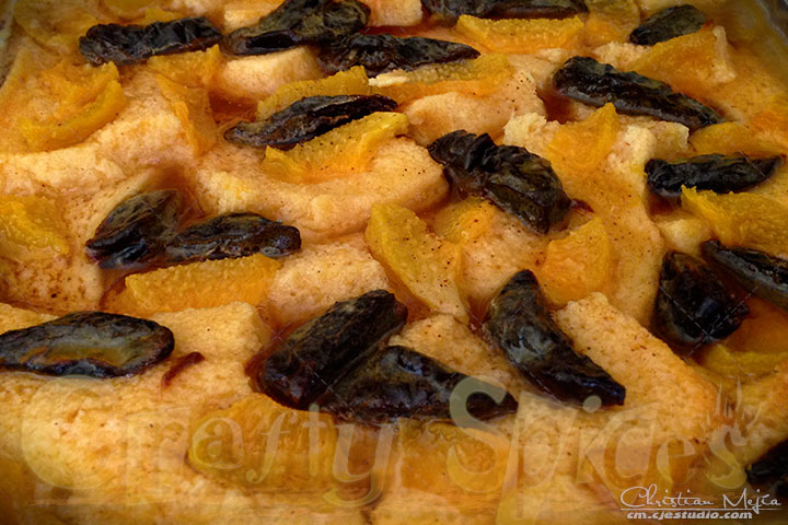 Peach Prune Bread Pudding