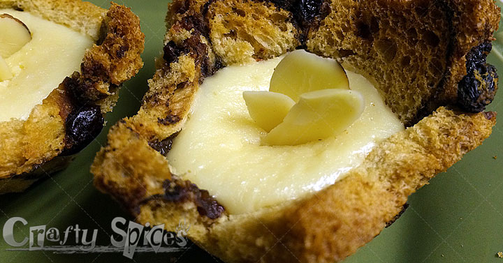 Lime Cheesecake in raisin bread cups