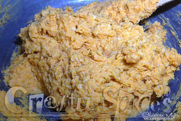 Sweet Potatoes Rice Krispies bites - Mixing the Batter