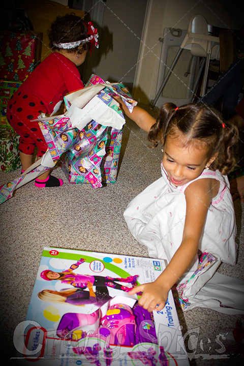 Kira opening her Christmas Presents