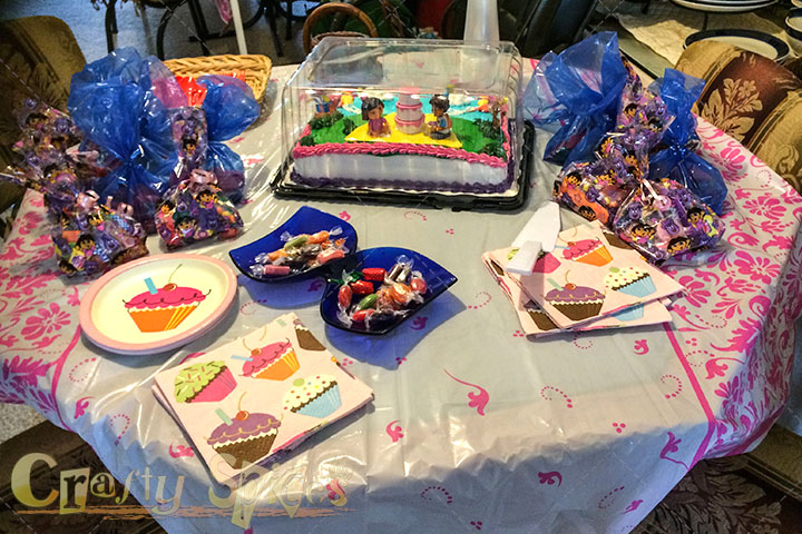 Birthday Cake and Favors Table