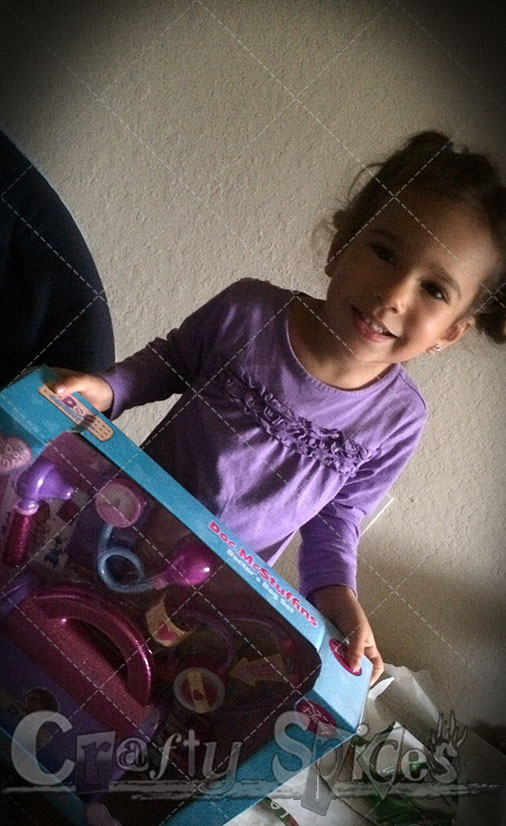 Kira with her new Doc McStuffins Set