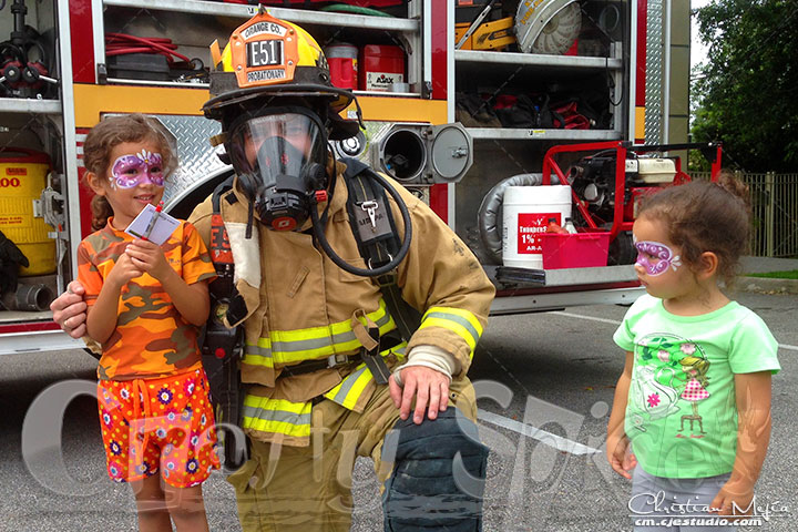 Kira & Kaylee with FireFighter 