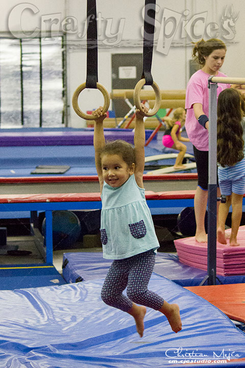 Kaylee at the rings, look at her happy hace