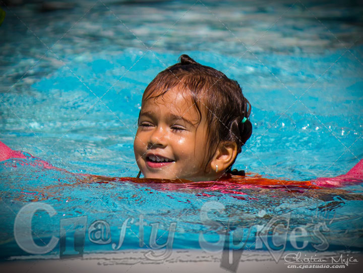 Kira enjoying the beautiful day at the pool.